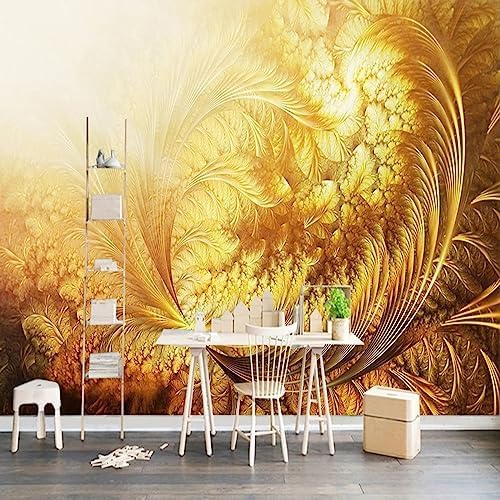 XLMING Einfache Retro Abstrakt Gold Feder 3D Tapete Home Dekoration Wohnzimmer Sofa Schlafzimmer Tv Hintergrund Wand-150cm×105cm