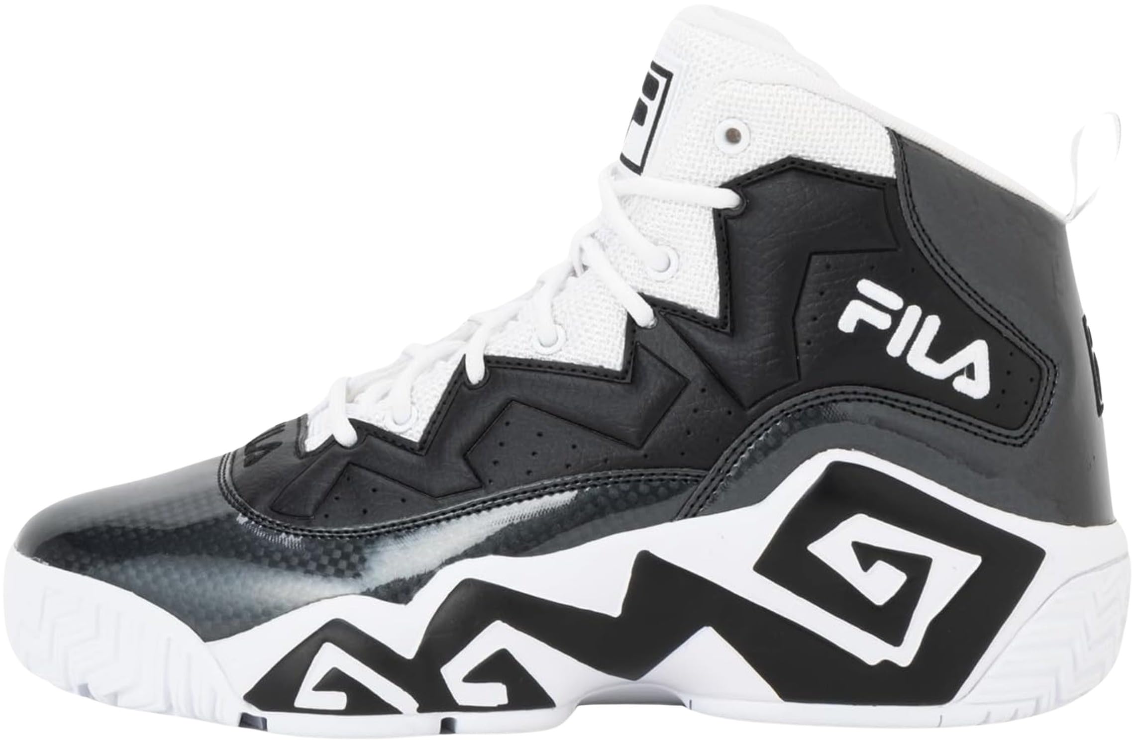 Fila MB Engineering Herren Basketball-Sneaker, hohe Knöchelstütze, dicke Sohle, Weiß/Schwarz/Weiß, 46 EU