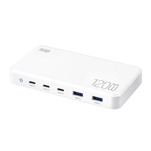 Knadgbft 120 W USB Typ C Ladegerät 6 Ports Tischladestation für Pro Max PD 100 W Schnellladegerät für Laptop Einfache Installation EU-Stecker