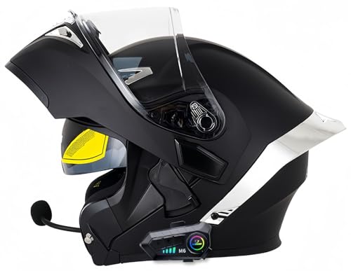 Modularer, Hochklappbarer Integral-Motorradhelm Mit Bluetooth, ECE-Geprüft, Für Herren Und Damen, Integralhelm Für Roller, Doppeltes Antibeschlag-Visier B,L59-60CM