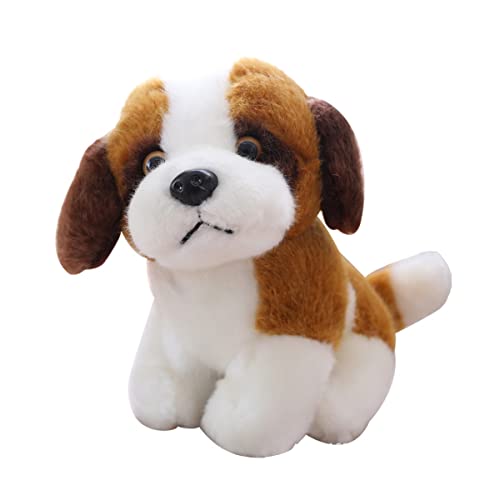 DANAIM Husky Wolf Hund Kuscheltier Spielzeug Welpenpuppe Simulation Husky Hunde Ornamente Weiches Kuscheln Entzückende Geschenke for Mädchen Jungen Geburtstag Kindertag(Saint Bernard,18cm)