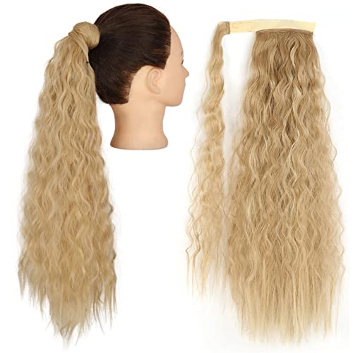 Pferdeschwanz Haarteil Clip-Haarverlängerungen for Anklipsen, synthetischer Mais, gewellt, langer Pferdeschwanz for Damen-Haarteil Pferdeschwanz Haarverlängerung(Q19-25,22inch-55cm)