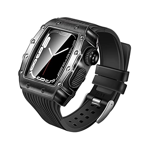 TONECY Modifikationsset für Apple Watch, Stoßfängergehäuse, Gummiband, Serie 7, SE, 6, 5, 4, Mod-Set, Uhrenarmband 45 mm, 44 mm, 40 mm, 41 mm, Sport (Farbe: Preto, Größe: 40 mm)