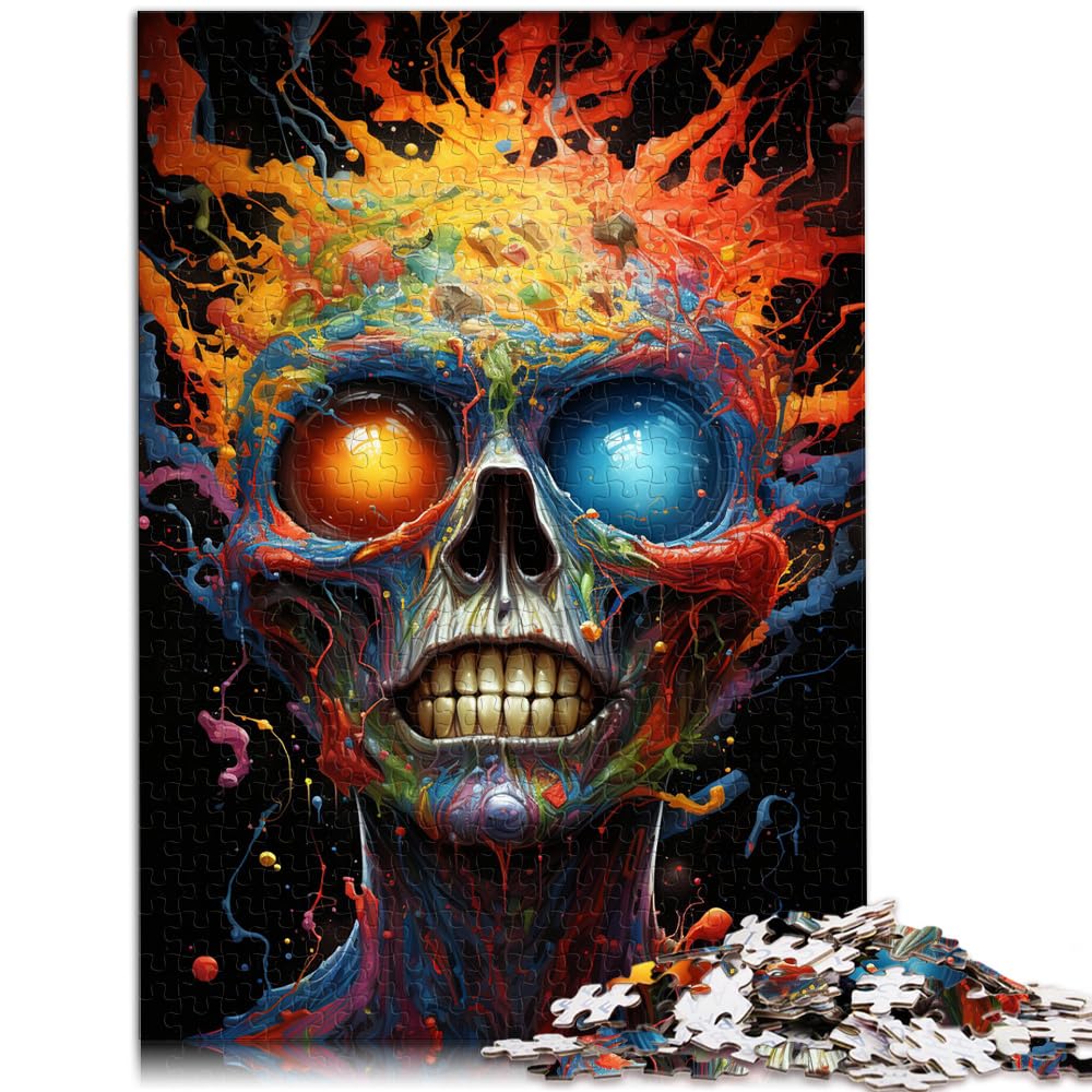 Puzzle | Puzzles mit Psychedelischer Farbmalerei, Totenkopf, lustige Puzzles für Erwachsene, 1000-teiliges Holzpuzzle, tolle Geschenke für Weihnachten, 1000 Teile (50 x 75 cm)