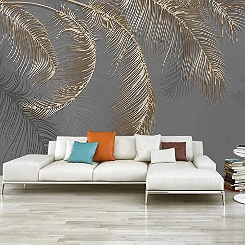 Feder Gold Geprägte Linie 3D Tapeten Wanddekoration Fototapete Sofas Wohnzimmer Wandbild Schlafzimmer-150cm×105cm