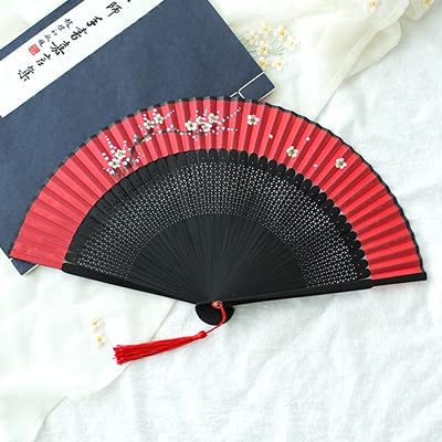 VSULZVNU Faltfächer Faltbarer Japanischer Japanischer Klassischer Blumen Faltbarer Kirschblüten Alte Handgemachte Seide Klassischer Ventilator Kompatibel mit Hanfu Fan (A4) (A4)