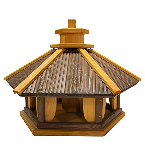 Vogelhaus zum Aufhängen - Vogelfutterhaus ohne Ständer - Futterhaus für Vögel - Vogelhäuser aus Holz - robuster Vogelhäuschen für Garten und Balkon - 44x49x42,5 cm