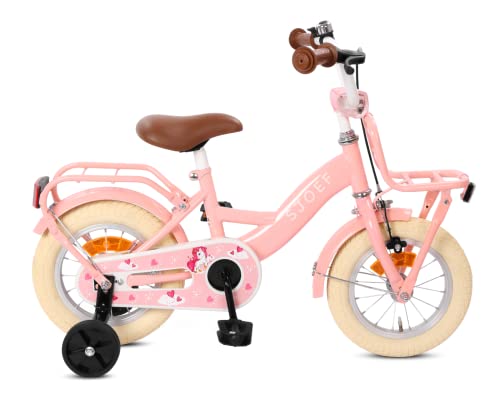 SJOEF Classic Kinderfahrrad 12 Zoll | Kinder Fahrrad für Mädchen/Jugend | Ab 2-8 Jahren | 12-20 Zoll | inklusive Stützräder (Rosa)