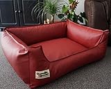 Hundebett Hundesofa Schlafplatz Kunstleder Similpelle Farbe und Größe wählbar von XS bis XXL (120 cm X 100 cm, Ziegelrot)