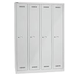 BISLEY MonoBloc Garderobenschrank, 4 Abteile, je 1 Fach, Metall, 645 Lichtgrau, 50 x 118.3 x 170 cm