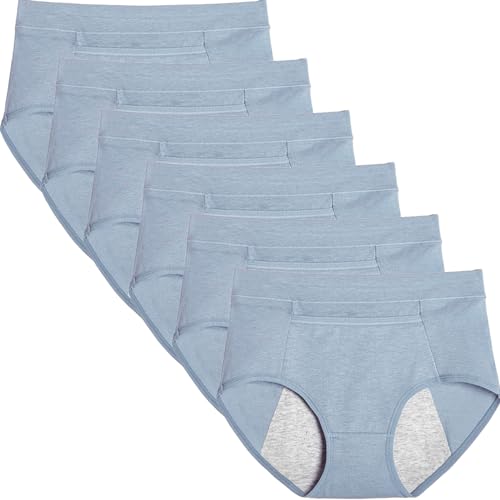 6pcs PeriodenunterschwäSche Mit Taschen, Reine Baumwolle MenstruationsunterwäSche, Hohe Taille GroßE GrößE Inkontinenz Slip, Bequem Und Sexy PeriodenunterschwäSche GroßE GrößEn