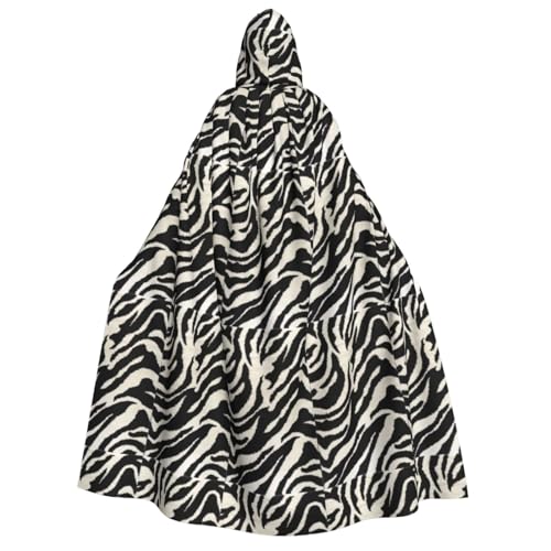 WURTON Zebra Tierdruck Unisex Kapuzenumhang Kostüm Damen Herren Vampir Halloween Cosplay Karneval Mottoparty