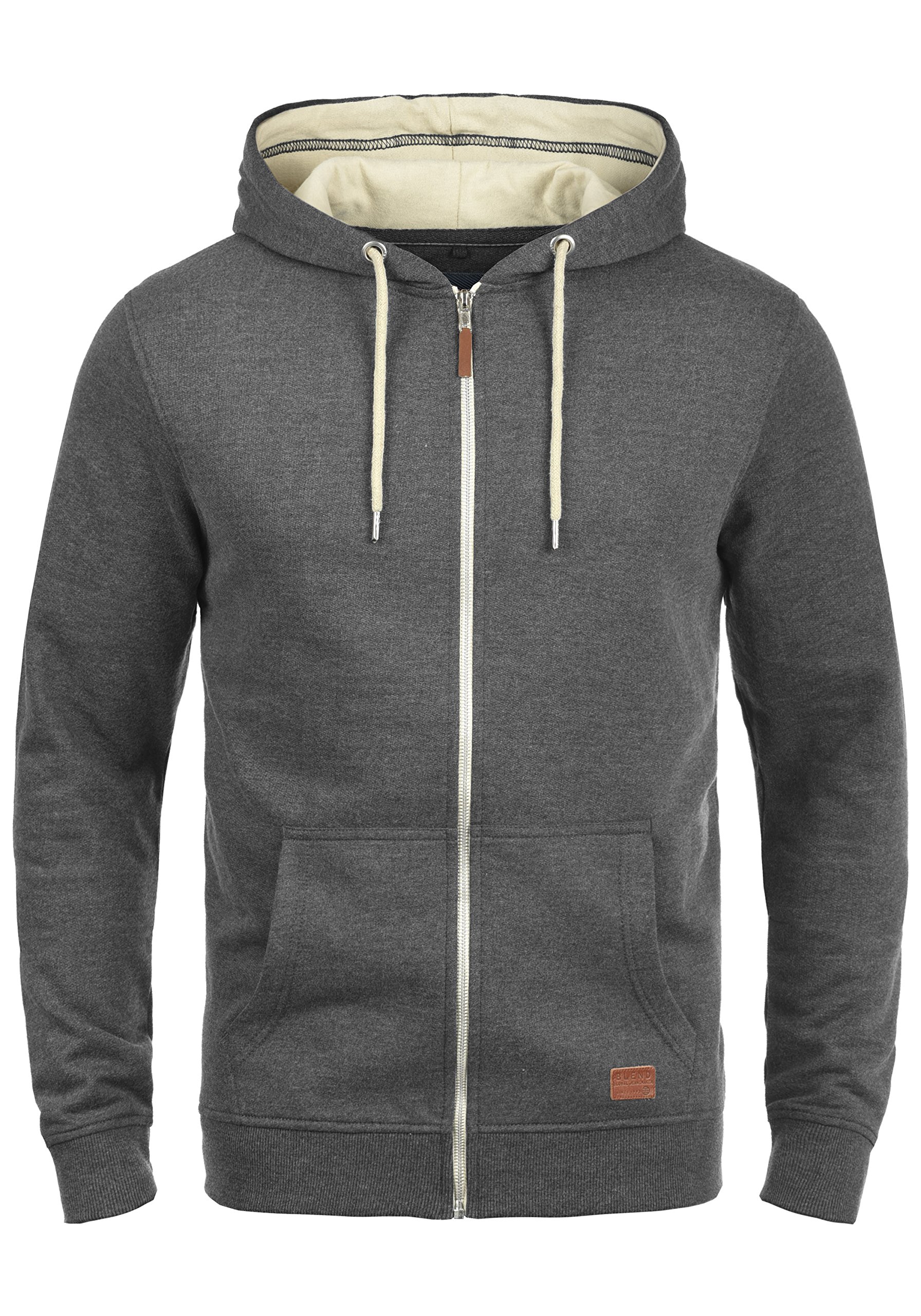 Blend BHHulker Herren Sweatjacke Kapuzenjacke Hoodie mit Kapuze Reißverschluss Kängurutasche Baumwollmischung Regular fit, Größe:S, Farbe:Charcoal (70818)