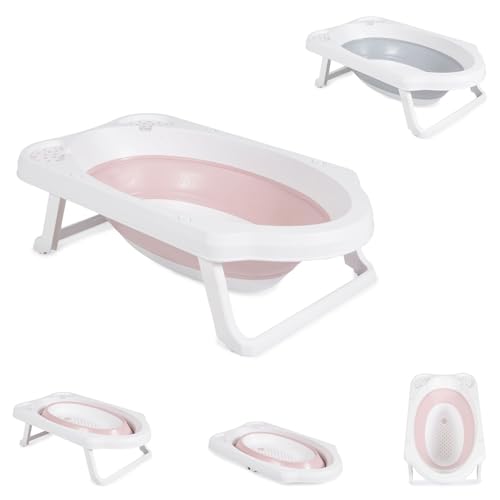 Cangaroo faltbare Babybadewanne Maui, 84 cm lang, Wasserablauf, Ablagefächer, Farben:rosa