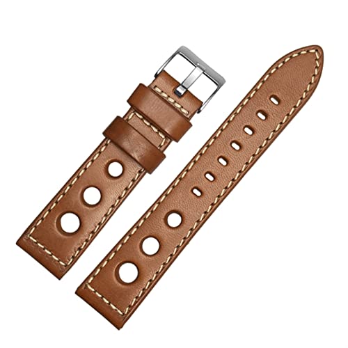 OPKDE Uhrenarmband für alle Marken, echtes Leder, Schwarz / Braun, Größe 20 mm, 22 mm, 24 mm, Armband, 22 mm, Achat