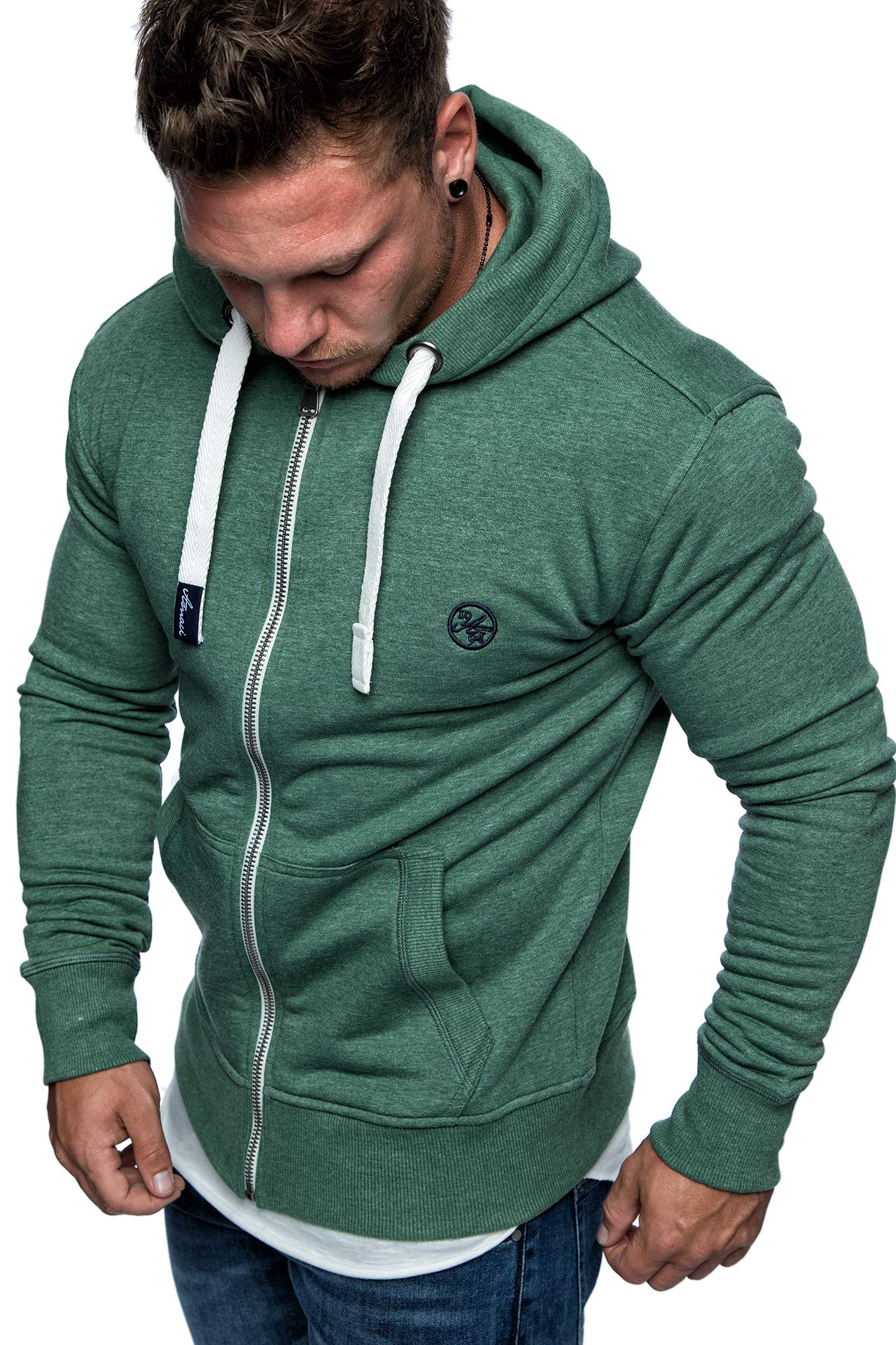 Amaci&Sons Herren Zipper Kapuzenpullover Sweatjacke Pullover Hoodie Sweatshirt 1-04029 Grün XXL