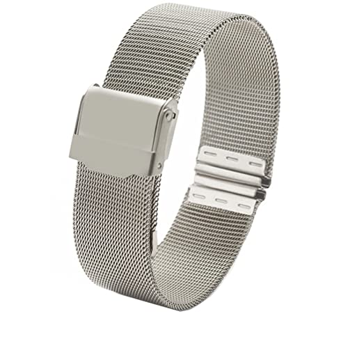 SCRUBY Milanische Schleife weiblich Einfaches Watchband 12 13 14 15 16 17 18 19 20 22mm Metallwebe Modetrendarmband für Dw ar Uhrenarmband(Silver,22mm)