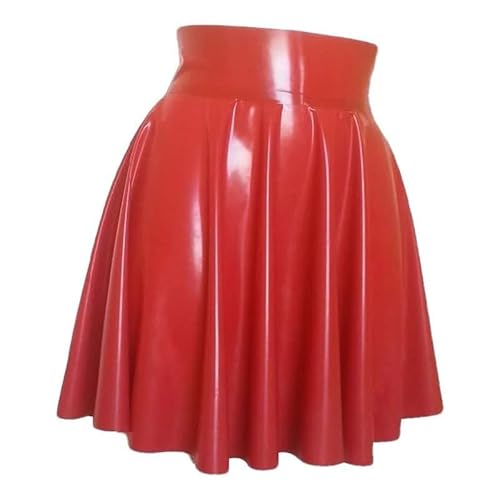 MAUXpIAO Roter Latexrock A-Linie Rotes Latex-Minikleid Süßes Mädchen Sexy Rock Latexrock Kreisschlittschuhlaufen Gummi Gummi translucent/A/XL