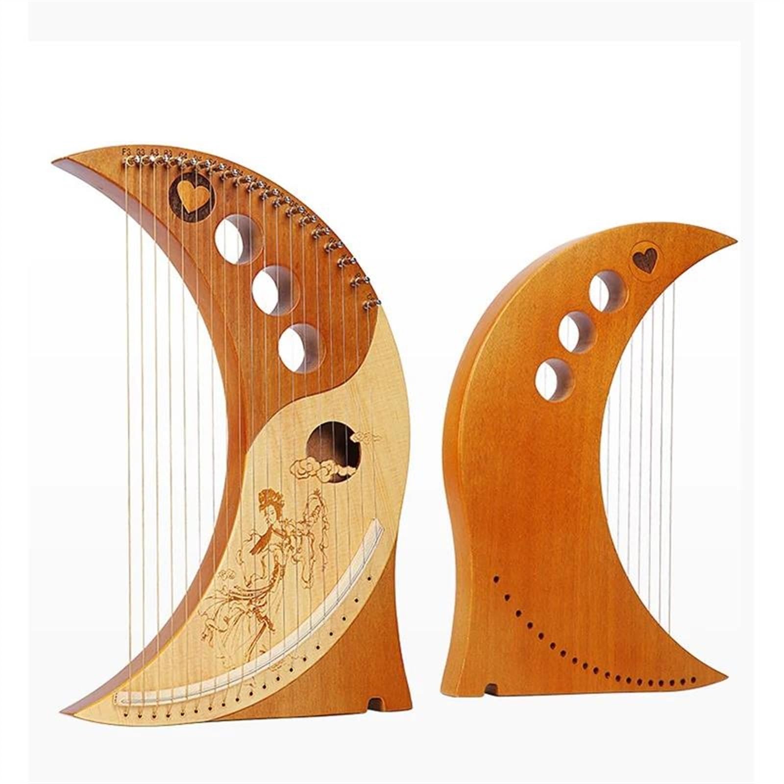 Mini-Musikinstrument-Ornamente Harfe, 19 Saiten, Kunsthandwerk, klassisches Miniaturmodell, niedlicher Mini-Kreativer, einzigartiger Schmuck, tragbares Zubehör, Musikinstrument mit Ersatzsaiten