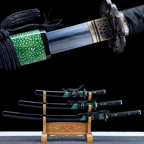 MAUXpIAO sword Senior Samurai Sword 3-Piece Set Sharp Katana Hand Forged Triple Layer Composite Steel Technology Combustion Blade Technology Master Level Grinding echt/A/B