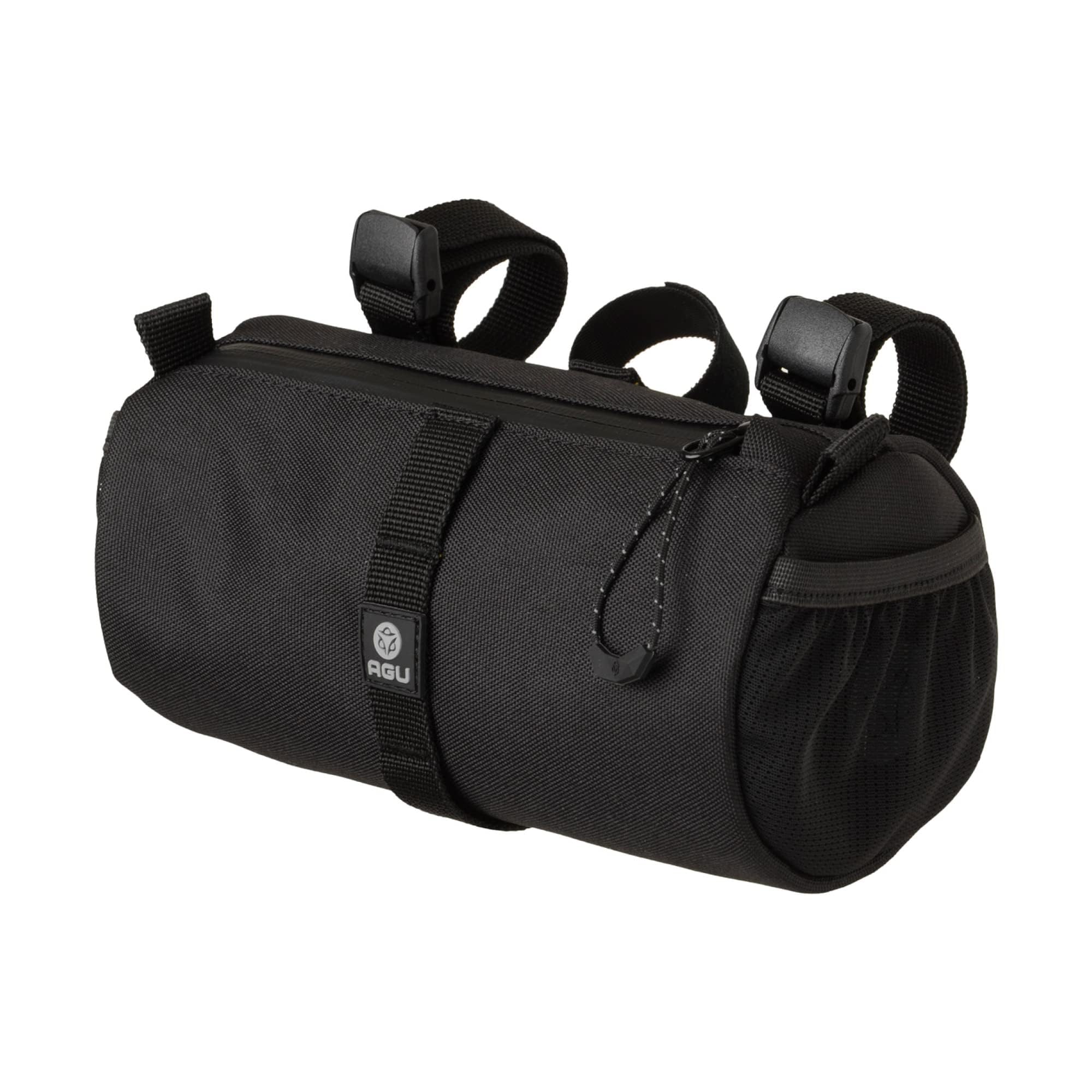 AGU Lenkertasche Roll Bag, 1,5L Fahrradtasche Lenker Vorne für Bikepacking, Wasserabweisend, Reflektierend, Einfache Montage, 100% Recyceltes Polyester - Schwarz