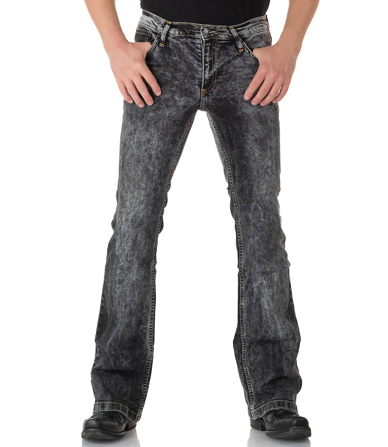 Schwarz verwaschene Bootcut Jeans Used Look 33/36