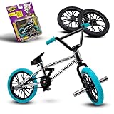 TAIL WHIP BMX-Fingerfahrrad, Finger Bike BMX aus Metalllegierung für schwindelerregende Tricks, Mini Fahrrad Spielzeug mit original Zubehör, Fördert Handmotorik (Glossy Chrome)