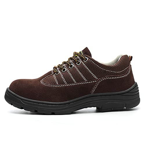 fayengan Sicherheitsschuhe Herren Arbeitsschuhe Herren Damen Leicht Sportlich Mit Stahlkappe Schuhe (Color : Brown, Size : 44 EU)