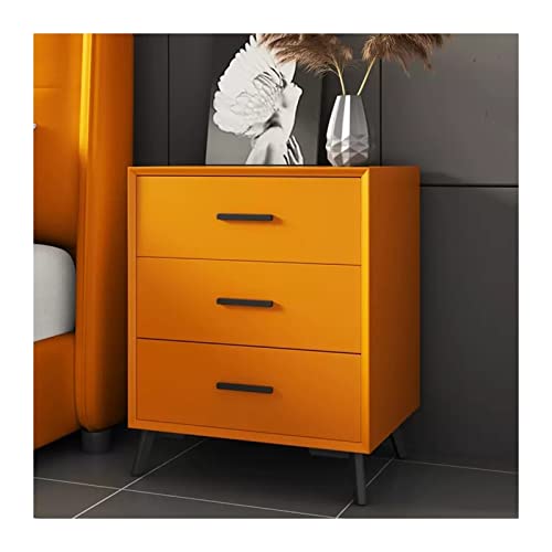 Zhaoj24-05 Nachtschrank Nachttisch mit 3 Schubladen, Holzschubladeneinheit mit Stabiler Basis for Schlafzimmer, Wohnzimmer, Schränke, Nachttischmöbel, Orange, L49xT40xH60cm Stauraum für Schlafzimmer