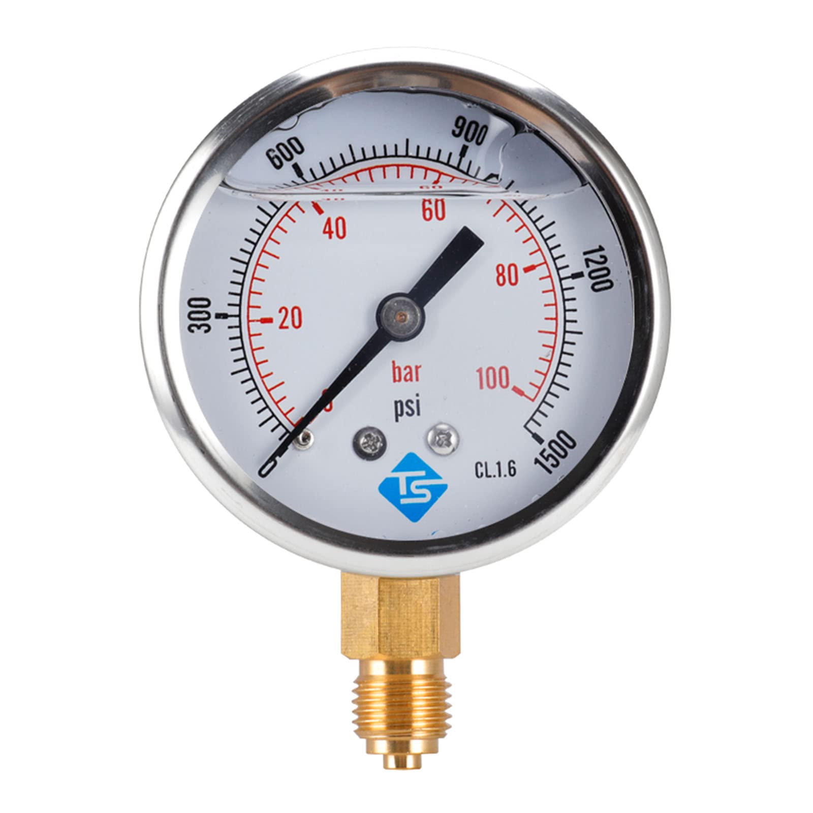 Vakuum-Manometer aus Edelstahl, mit Glycerin gefüllt, 0-100, 0-1500, 0-1500, 0-1500