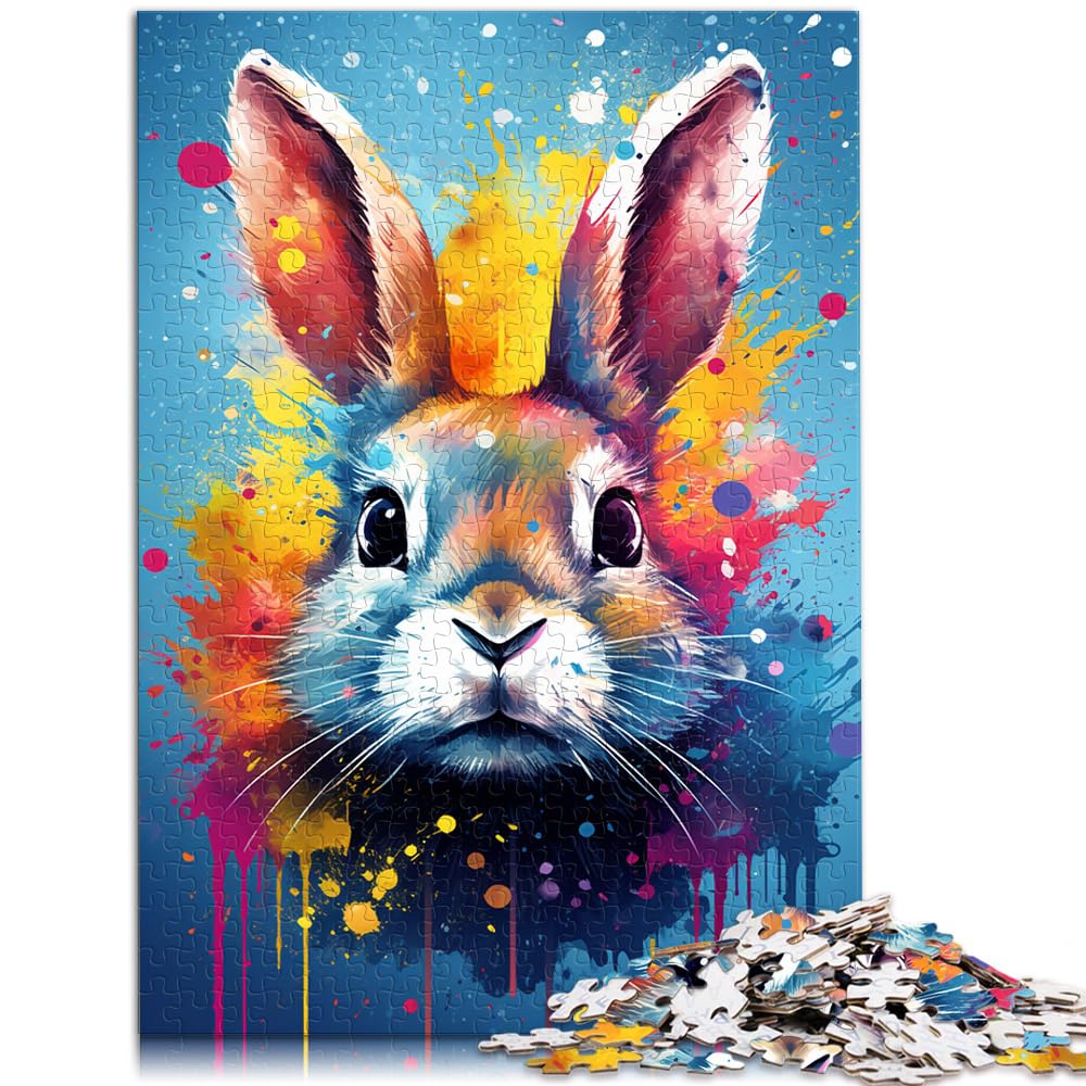 Puzzle für farbenfrohes psychedelisches Kaninchen, 1000 Teile, Puzzle für Erwachsene, Geschenke, Holzpuzzle, tolle Geschenke für Weihnachten, 1000 Teile (50 x 75 cm)