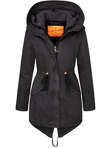 Jet Lag Damen Winterjacke 21-697 Parka mit XL-Fellkapuze asphalt XL