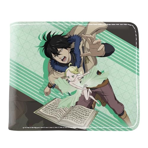 RYNDEX Black Clov-er Kartenetui Anime, Jugend Karikatur Portemonnaie Klein, PU Leather Geldbörse Brieftasche Wallet(Color:Multicolor 16)