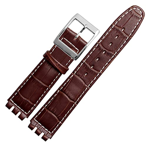 NEYENS 17 mm 19 mm echtes Kalbsleder-Armband für Swatch-Uhrenarmband Herren und Damen, Alligator-Muster, Uhrenarmband, Zubehör, 19 mm, Achat