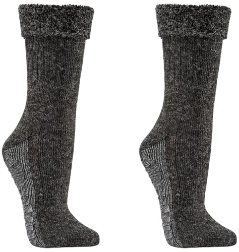 Wowerat Homesocks, ABS, mit Alpakawolle extra-flauschig- gefüttert für Teenager, Damen und Herren 2 Paar (DE/NL/SE/PL, Numerisch, 43, 46, Regular, Regular, anthrazit)