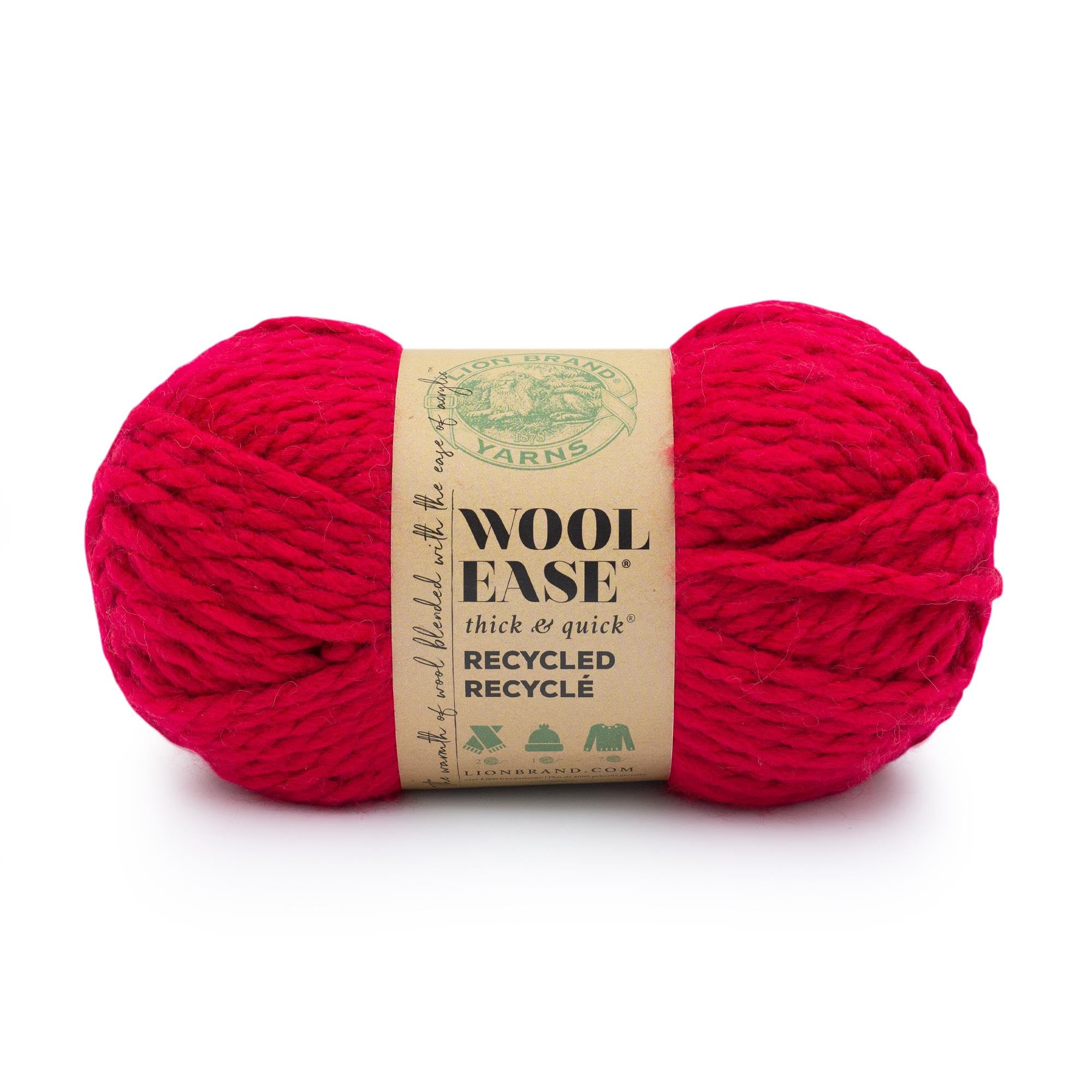 Lion Brand Yarn Wool-Ease T&Q Recycled, sperriges Garn zum Häkeln, Rot, 1 Packung