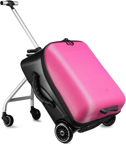 N/A Neues kreatives Handgepäck für Kinder, Baby, Sitzen auf Roller, Männer und Frauen, Reisekoffer, Tasche, fauler Trolley, Pink