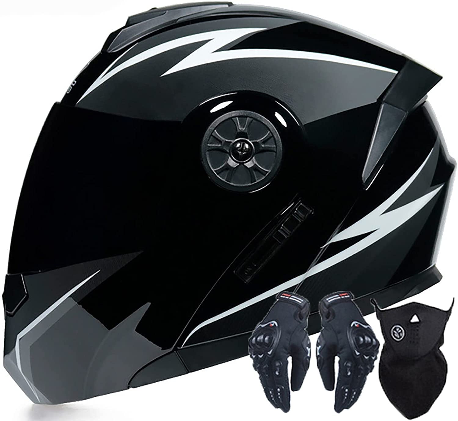 Motorradhelm mit Doppelscheib Motorrad Klapphelm Helm,DOT/ECE Zertifizierung Damen Herren Adult Leichter Klapphelm für Streetbike Rennsport Motocross Flip Up Modular Helm