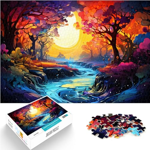 Spielgeschenk Puzzle psychedelische bunte Landschaft 1000 große Teile Puzzle für Erwachsene Holzpuzzle Dekomprimierendes geistiges Lernspielzeug 1000 Teile (50 x 75 cm)