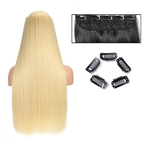 Clip-in-Haarverlängerungen Glatte Haarverlängerungen, 61 cm lang, glatt, einteilig, 5 Clips, Clip-in-Haarverlängerungen, synthetische Haarteile for Damen Clip-in-Haarverlängerungen aus Echthaar(SG66 M