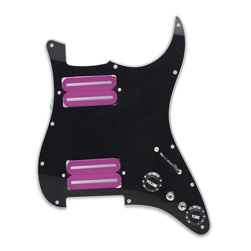 Schlagbrett Tonabnehmer für E Gitarre Schlagbrett für Gitarre zwei Klingen hoher Output 15 K mit zwei vorverdrahteten Schlagplatten(Purple BK Pickguard)