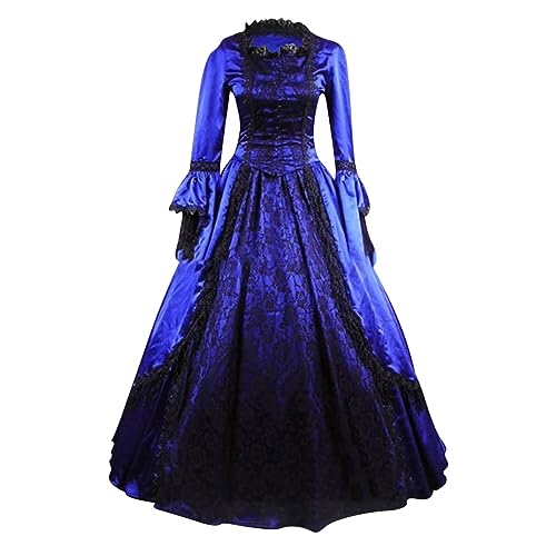 WANGTIANXUE Renaissance Kleid Damen Festlich Party Halloween Gothic Kleider Viktorianisch Steampunk Halloween Cosplay Swing A-Linie Rock Halloween Karneval Kostüm Renaissance Retro Partykleid