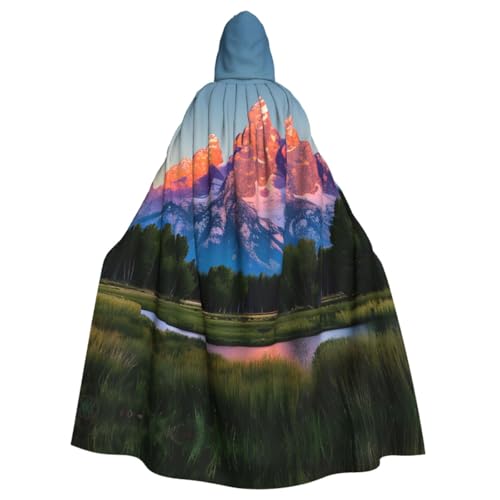 WURTON Grand Teton Nationalpark-Druck, Eleganz, Kapuzenumhang für Halloween, Karneval, Mottopartys, Cosplays, Erwachsene, Unisex