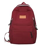 Modische High School College Büchertasche Mit Mehreren Fächern Für Schüler Einfarbig Nylon Rucksack Mit Großer Kapazität