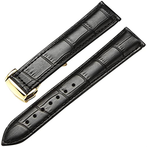 OPKDE Uhrenarmband aus echtem Leder für Omega Watch Seamaster, 19 mm, 20 mm, 22 mm, Faltschließe, schwarz/braun, 18 mm, Achat