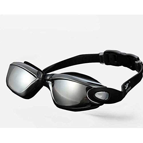 BFVAKBKYT Schwimmbrille, Professionelle Silikon Anti-Fog Galvanik Schwimmbrille for Männer Frauen Tauchen Wassersport Brillen(Schwarz)