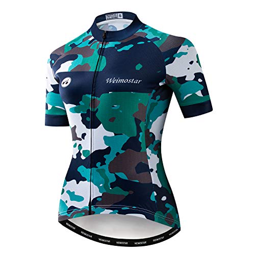 Hotlion Sommer Atmungsaktives Radtrikot Damen Mountainbike Trikot Schnell Trocknend Fahrrad Shirt Kurzarm Fahrradbekleidung, Cf2209, Mittel