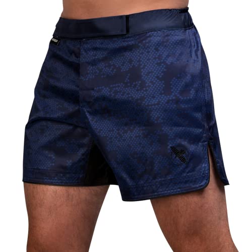 Hayabusa Hexagon Mid-Thigh Fight Shorts, Marineblau, Groß