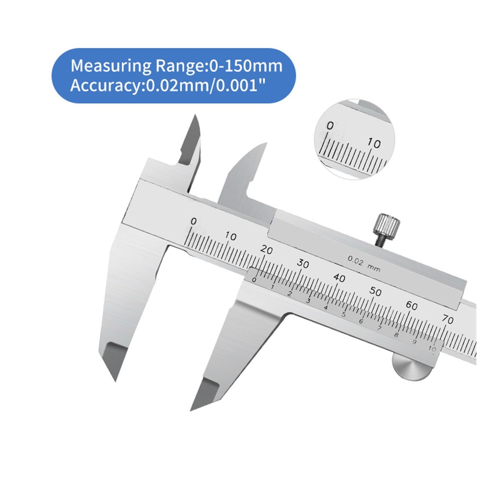 Mikrometer, Messwerkzeug Messschieber 0-150 mm 0,02 mm Präzisionsmessschieber Digitaler Messschieber aus Edelstahl mit Feststellschraube,Digitaler Mikrometer