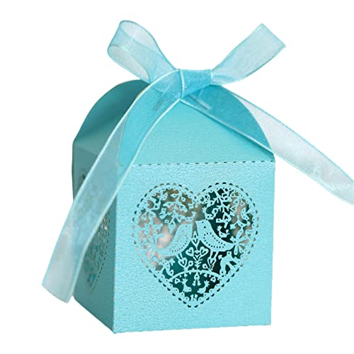 100 Stück Hochzeits-Süßigkeiten-Schachteln, Lovebirds, luxuriös, geschnitten, Party, Hochzeit, Gastgeschenk, Geschenkbox, Valentinstag